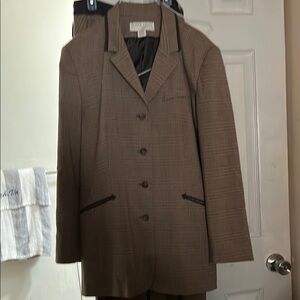 Evan Picone Brown Pantsuit Tailored Elegance